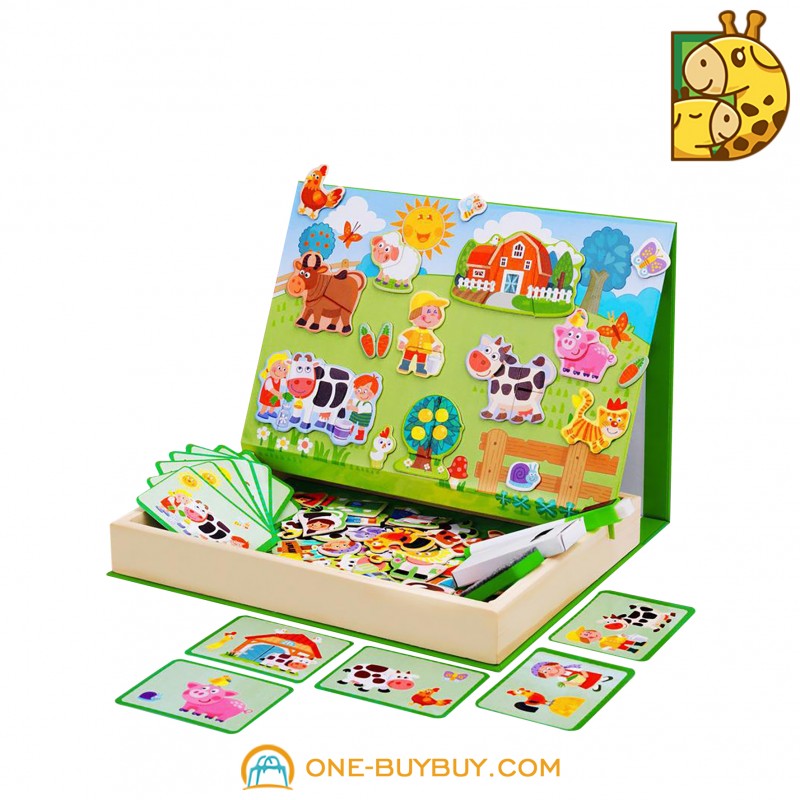 Детская деревянная головоломка Мультяшная магнитная ферма Одевалки Игра