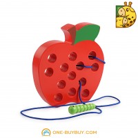 Apple Baby бисерная игрушка с нитками ловит насекомых поедание фруктов игра с резьбой детский сад Монтессори раннее образование Soli резьба строительные блоки