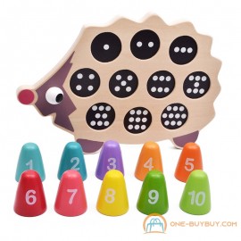 Детское математическое обучение, цифровое обучение, просветляющая игрушка, цифровые очки в паре с деревянной игрушкой в форме ежа 