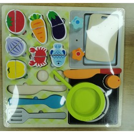 Деревянная головоломка детская игрушка девочка кухня режь и смотри набор кухонная серия 