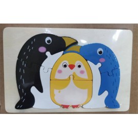 Детская игра-головоломка для детей от 2 до 5 лет, развивающая детская игра-головоломка с изображением животных, пингвинов, деревянная головоломка, игрушка, оптовая продажа 