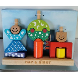 Детская деревянная головоломка, сортировка и укладка, игра Монтессори, развивающие игрушки для малышей, детский набор строительных блоков 
