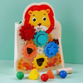 Новая игра с изображением животных, настольная игра, детская головоломка, раннее образование, геометрическая форма, соответствующие строительные блоки, деревянная игрушка, модель льва 