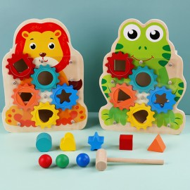 Новая игра с изображением животных, настольная игра, детская головоломка, раннее образование, геометрическая форма, соответствующие строительные блоки, деревянная игрушка, лягушка 