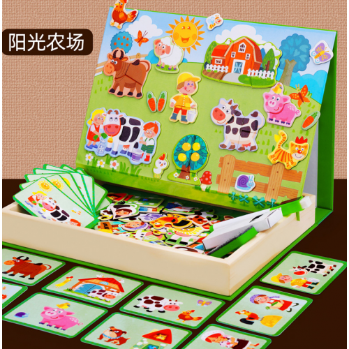Детская деревянная головоломка Мультяшная магнитная ферма Одевалки Игра