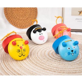 Детская деревянная разновидность мультяшных животных кастаньеты Орф музыкальный инструмент круглый детский дошкольное образование просветительская головоломка музыкальный инструмент доска белая свинья 