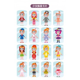 Детская деревянная головоломка Мультяшная магнитная маленькая девочка одевалка 