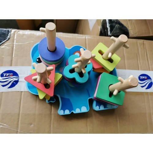 Деревянные многофункциональные забавные мультяшные геометрические формы, соответствующие строительным блокам, цветовое познание, раннее образование детей, развивающие игрушки