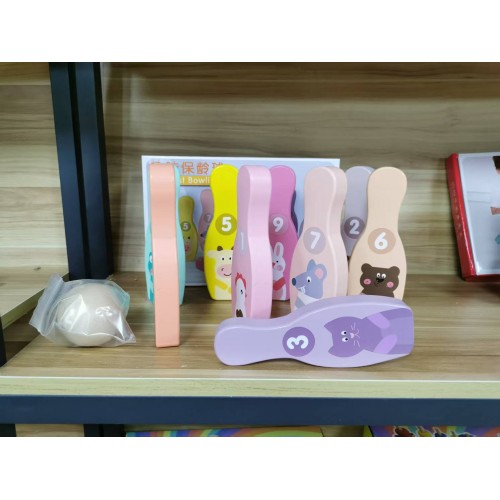 Детская деревянная мини-настольная игра, детский спортивный мяч, развивающий набор для боулинга, игрушка, цветной мини-шар для боулинга