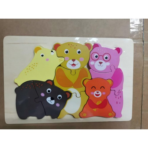 Детская игра-головоломка для детей 2-5 лет, просвещение, животное, медведь, комбинация, деревянная игрушка-головоломка, оптовая продажа